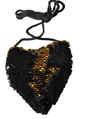 Sequin Heart Crossbody Bag with Gold Lightning Accent